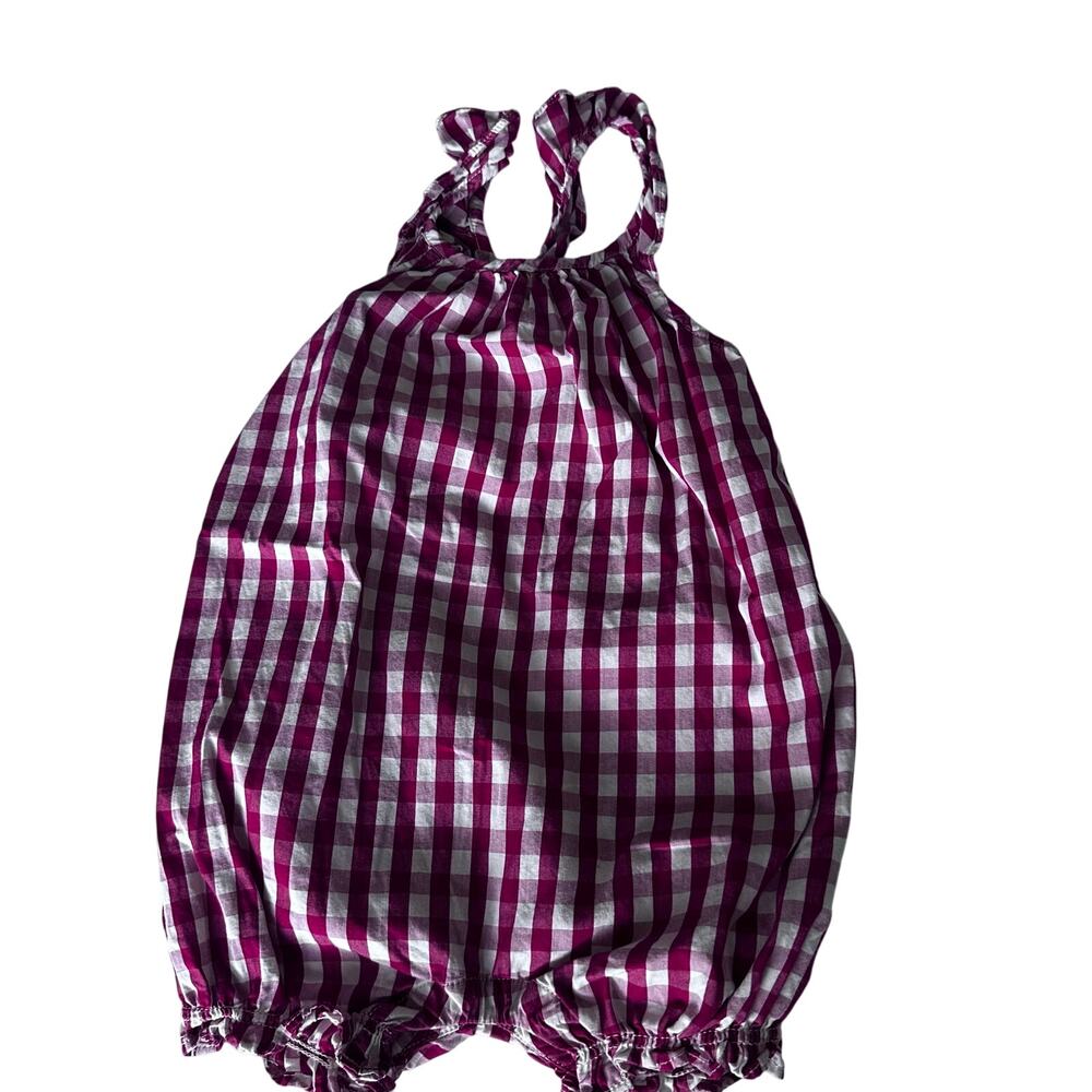Baby Gap Red Gingham Bow Bubble Romper - 12-18 Months